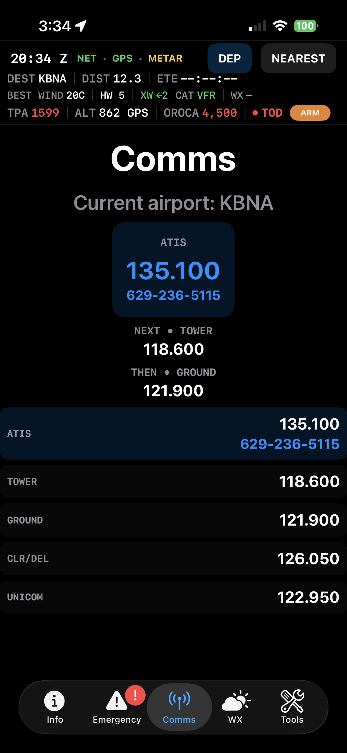 Flight Cue communications on iPhone