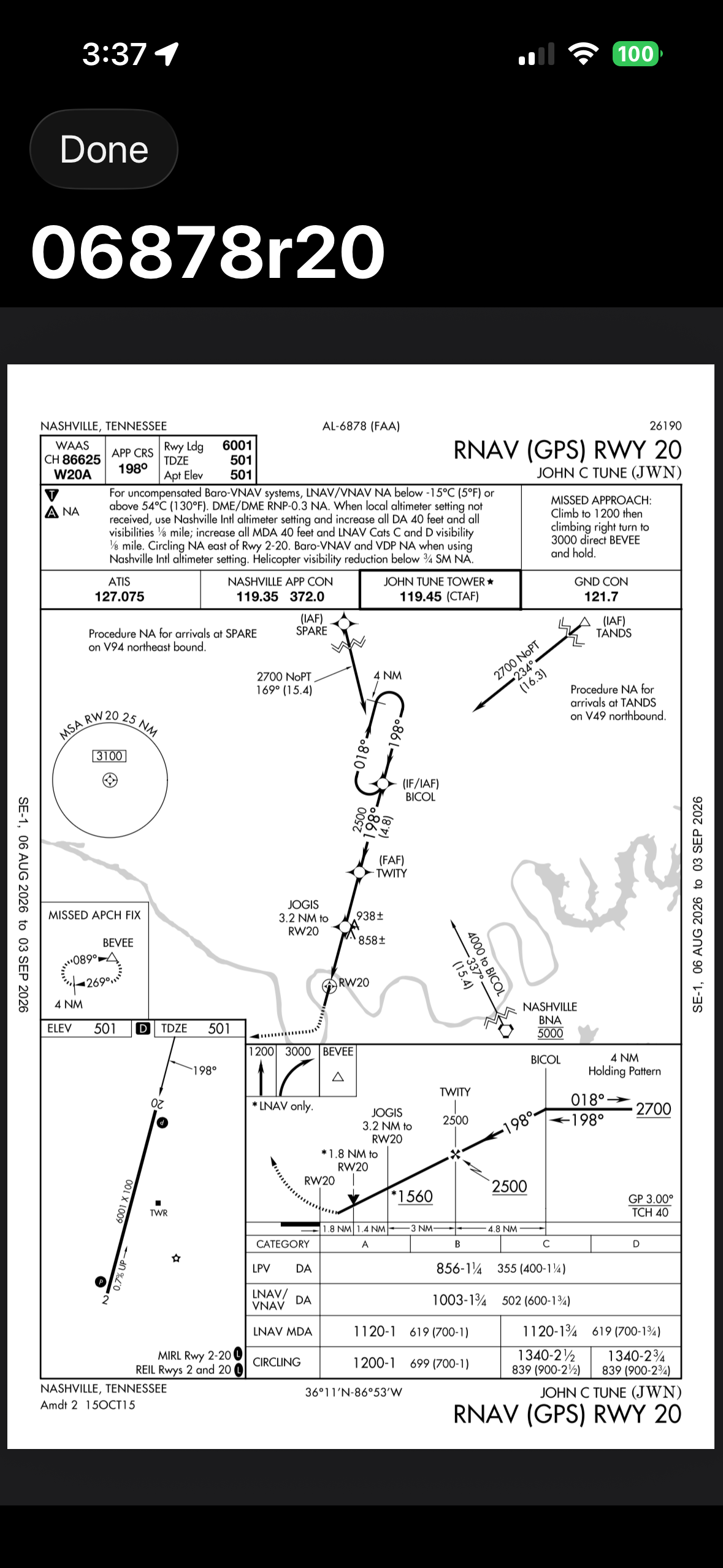 Airport reference chart on iPhone