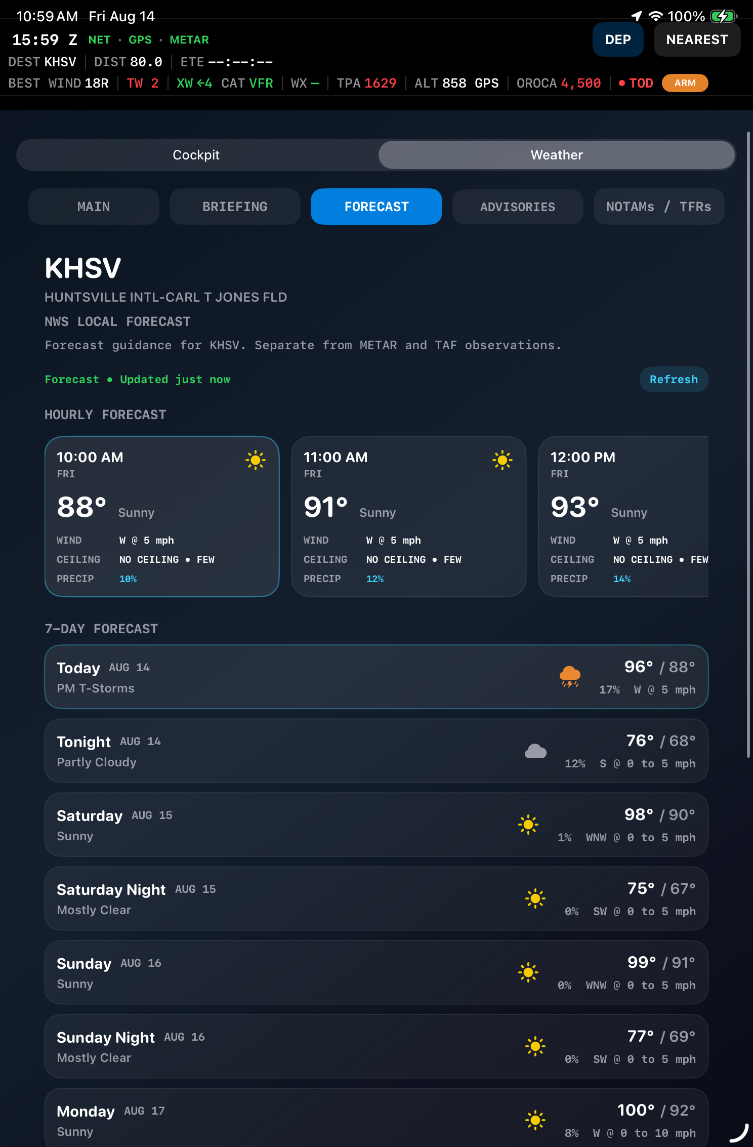 Detailed weather on iPad