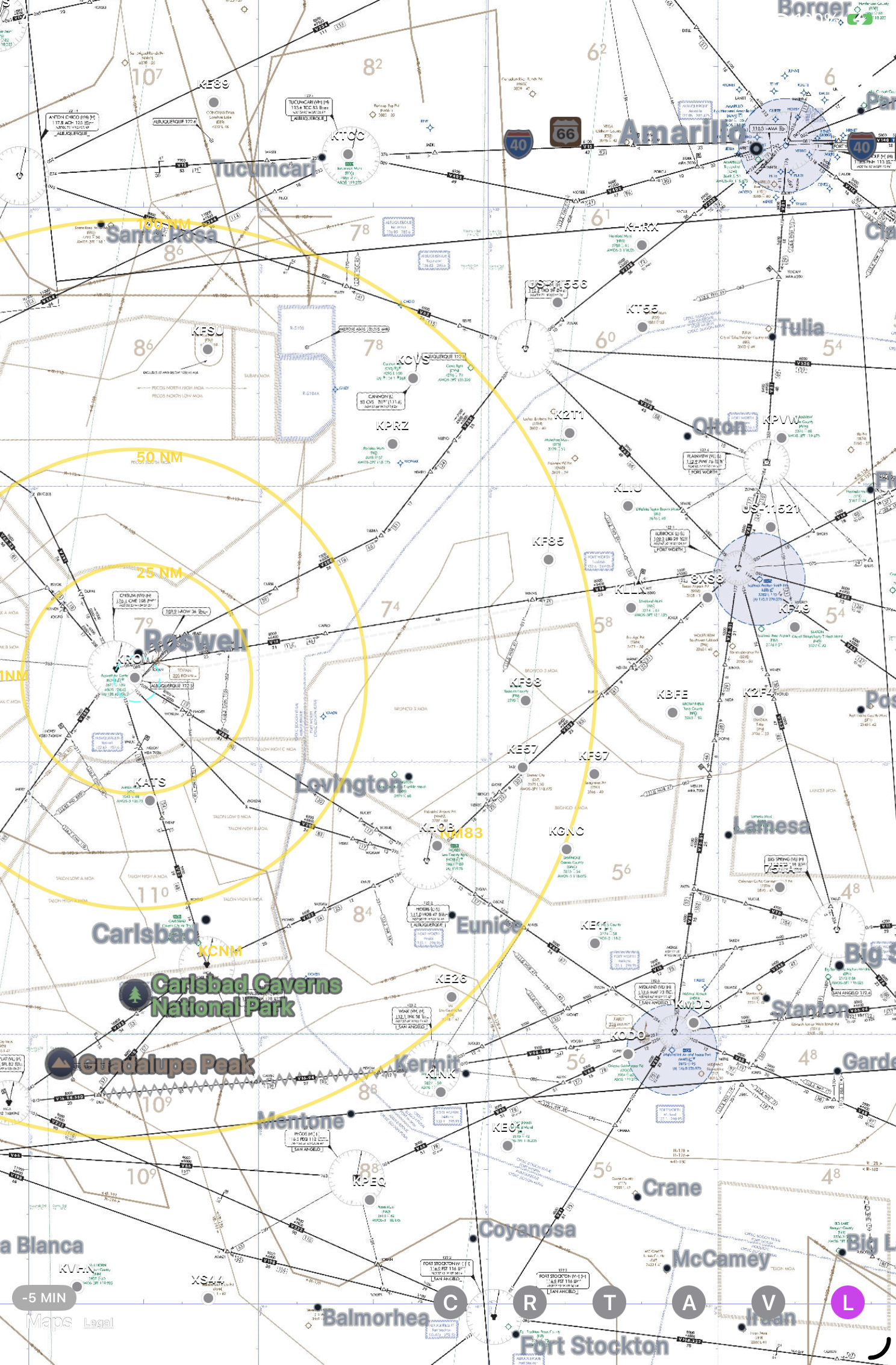 IFR low-enroute chart on iPad