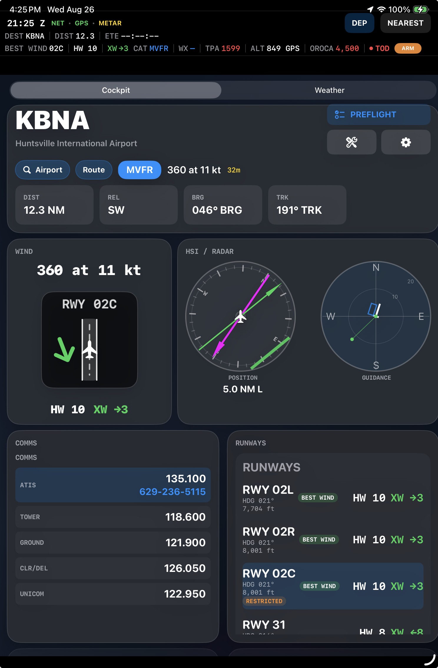 Flight Cue cockpit awareness on iPad